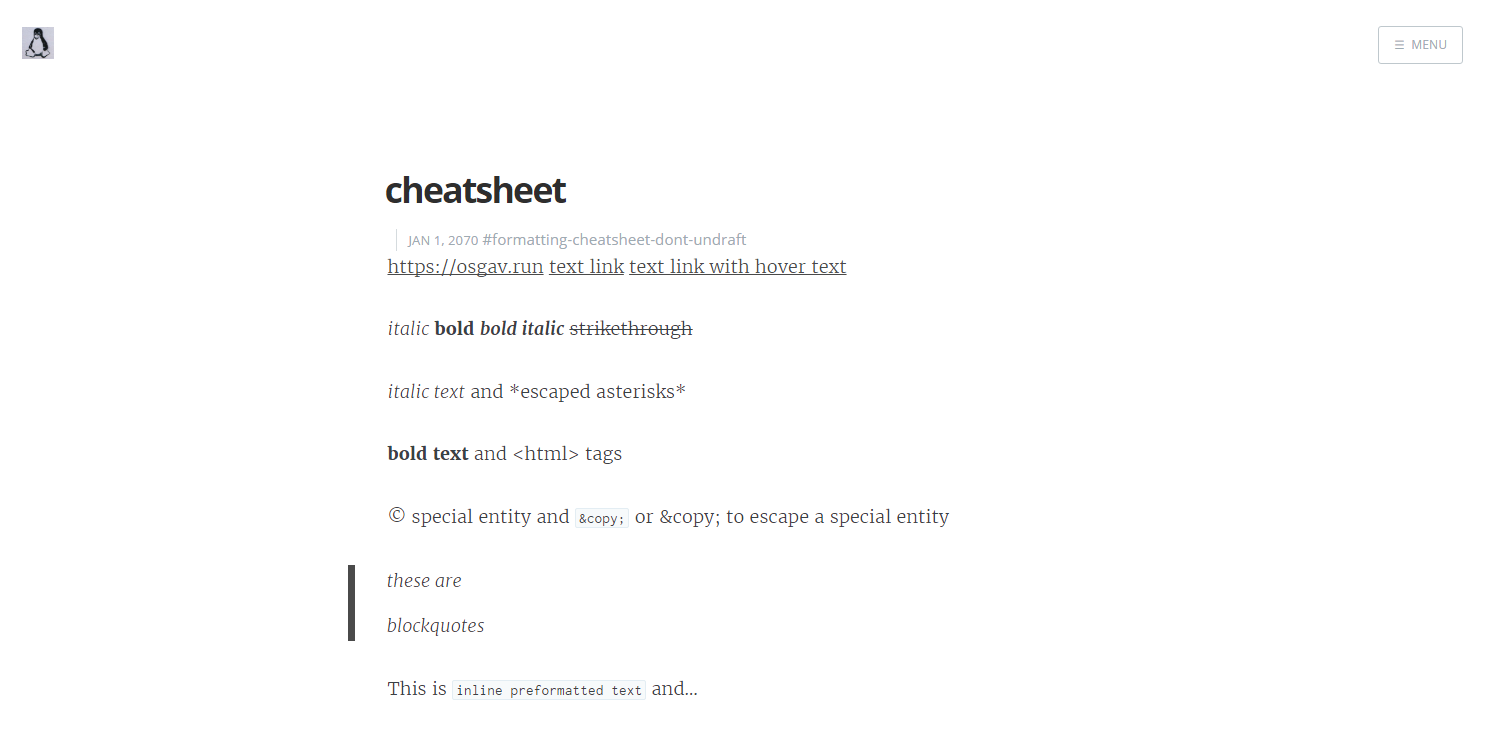 hugo cheatsheet