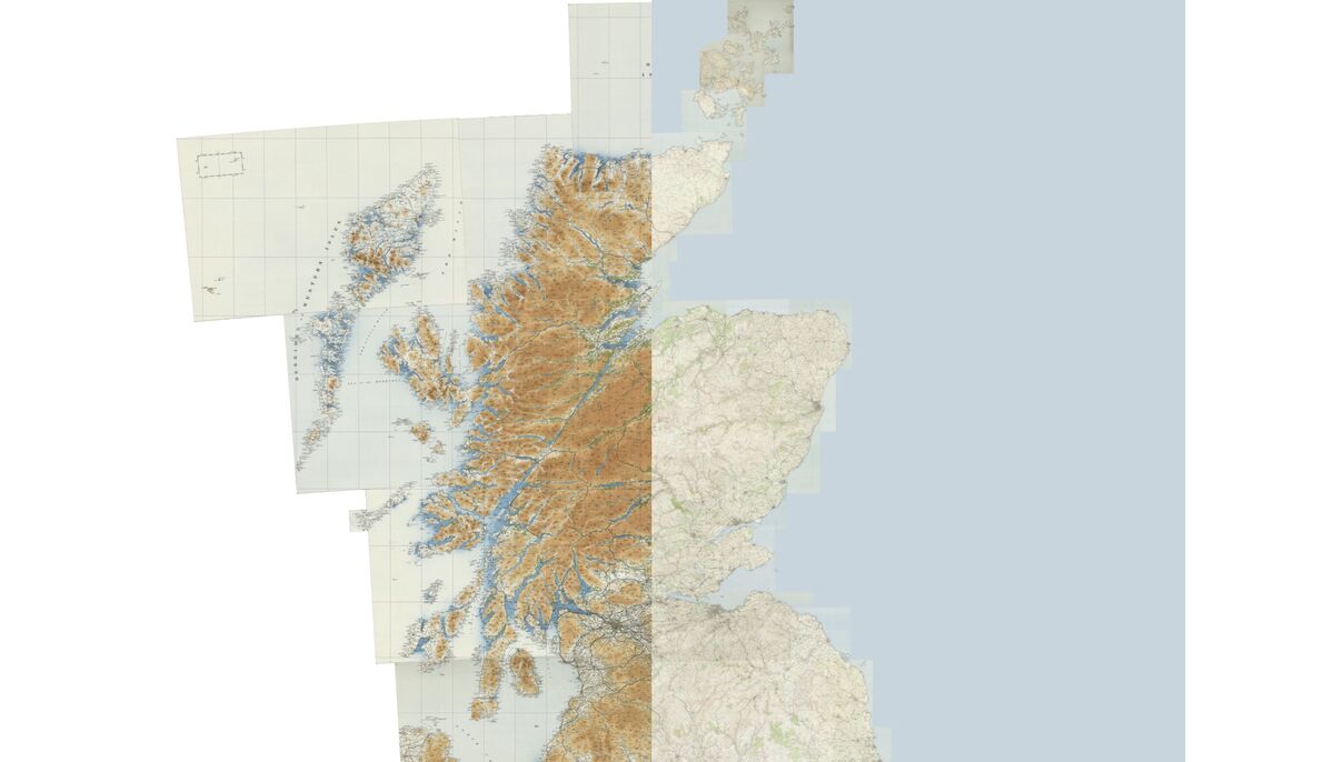 example of map swipe tool output from National Library of Scotland website